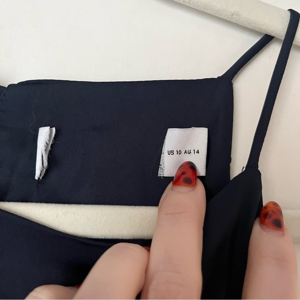 Petal & Pup Navy Blue Satin Seychelle Ruffle Tiered Midi Dress 10 - Picture 10 of 11